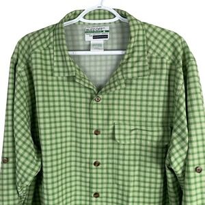 ExOfficio Buzz Off Insect Shield Shirt‎ Vented Button Up Mens L Green Plaid L/S